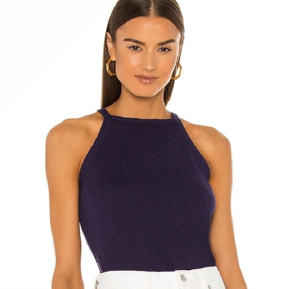REVOLVE x 525 America Knit Sweater Tank Square Neck Halter Dark Purple XS - Picture 1 of 13